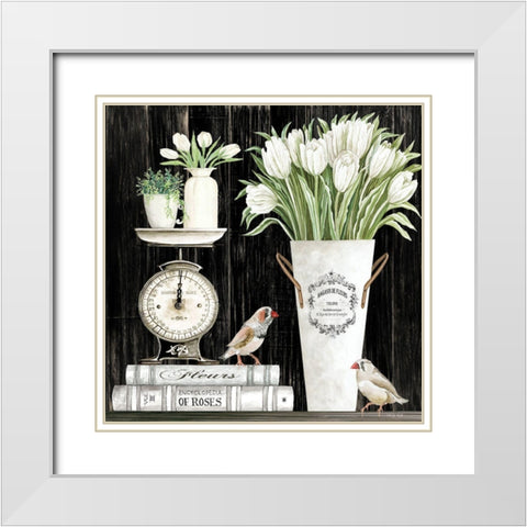 Tulips and Scales White Modern Wood Framed Art Print with Double Matting by Jacobs, Cindy