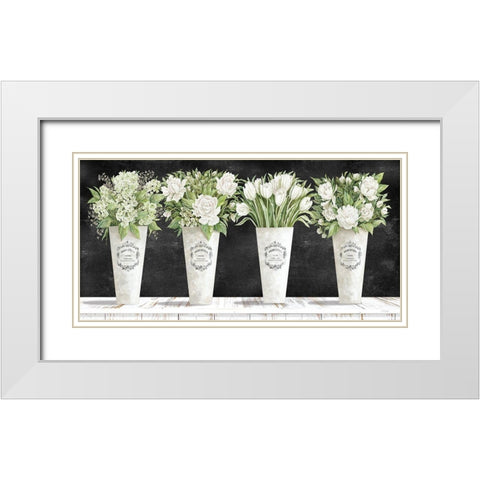 White Flowers Still Life II    White Modern Wood Framed Art Print with Double Matting by Jacobs, Cindy