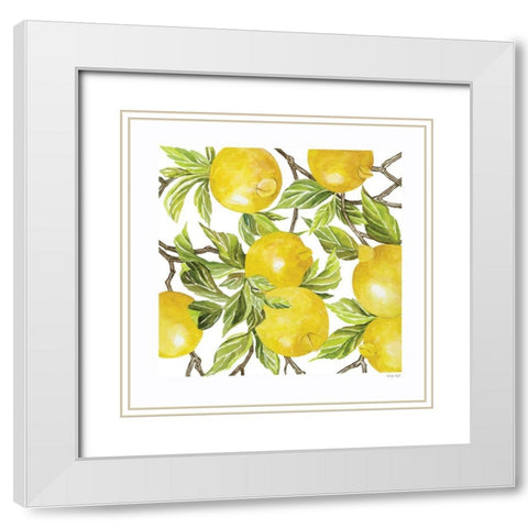 Lemon Square  White Modern Wood Framed Art Print with Double Matting by Jacobs, Cindy