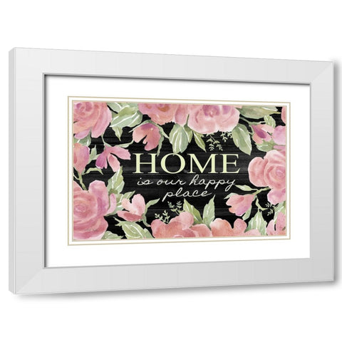 Home is Our Happy Place White Modern Wood Framed Art Print with Double Matting by Jacobs, Cindy