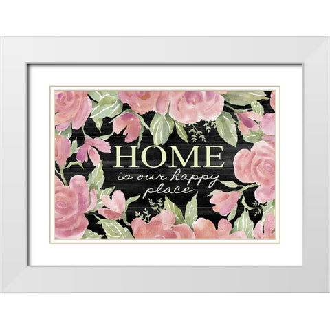 Home is Our Happy Place White Modern Wood Framed Art Print with Double Matting by Jacobs, Cindy