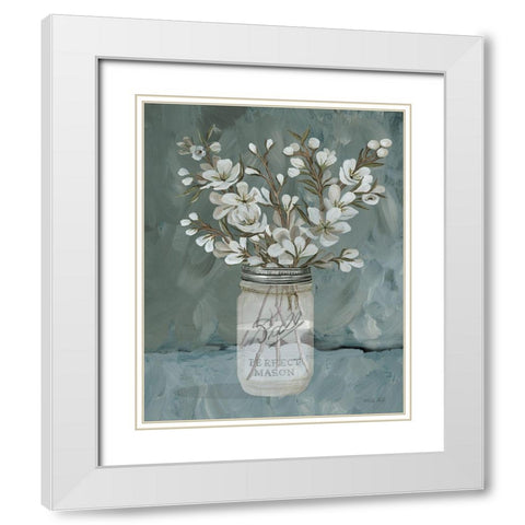 Spring Blooms I White Modern Wood Framed Art Print with Double Matting by Jacobs, Cindy