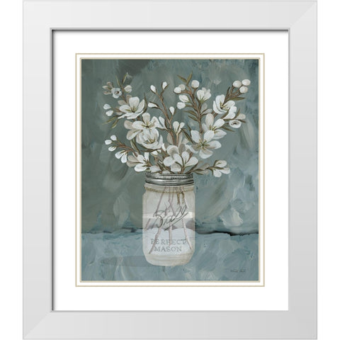 Spring Blooms I White Modern Wood Framed Art Print with Double Matting by Jacobs, Cindy