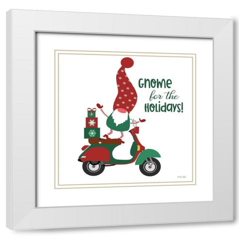Gnome for the Holidays White Modern Wood Framed Art Print with Double Matting by Jacobs, Cindy