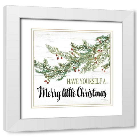 Merry Little Christmas White Modern Wood Framed Art Print with Double Matting by Jacobs, Cindy