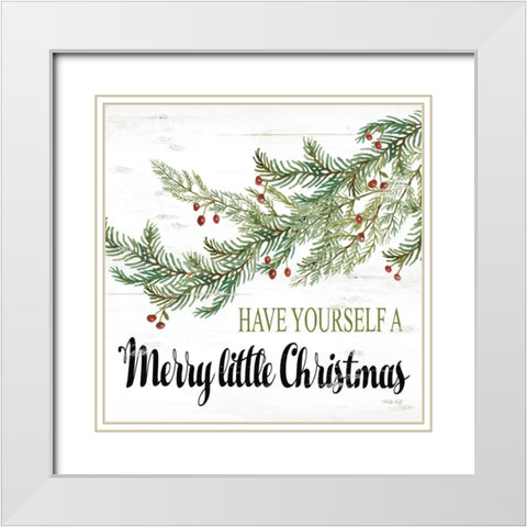 Merry Little Christmas White Modern Wood Framed Art Print with Double Matting by Jacobs, Cindy