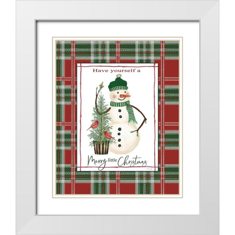 Merry Little Christmas White Modern Wood Framed Art Print with Double Matting by Jacobs, Cindy