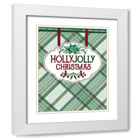 Holly Jolly Christmas  White Modern Wood Framed Art Print with Double Matting by Jacobs, Cindy
