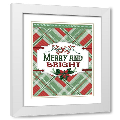 Merry and Bright  White Modern Wood Framed Art Print with Double Matting by Jacobs, Cindy