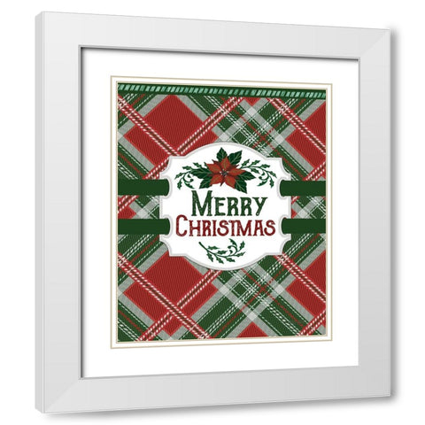 Merry Christmas White Modern Wood Framed Art Print with Double Matting by Jacobs, Cindy