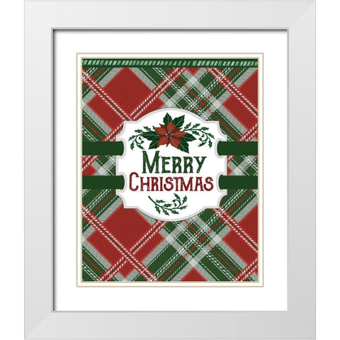 Merry Christmas White Modern Wood Framed Art Print with Double Matting by Jacobs, Cindy