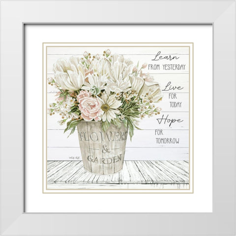 Learn from Yesterday White Modern Wood Framed Art Print with Double Matting by Jacobs, Cindy