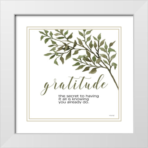 Gratitude White Modern Wood Framed Art Print with Double Matting by Jacobs, Cindy