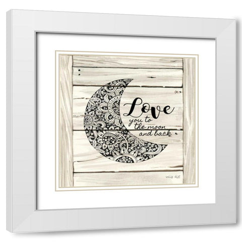 Love You to the Moon    White Modern Wood Framed Art Print with Double Matting by Jacobs, Cindy