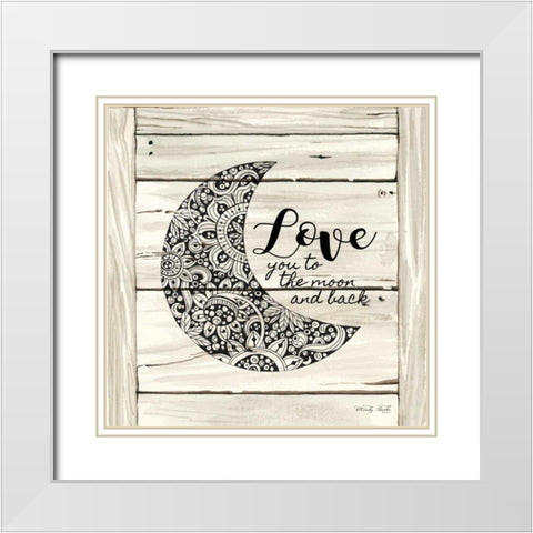 Love You to the Moon    White Modern Wood Framed Art Print with Double Matting by Jacobs, Cindy