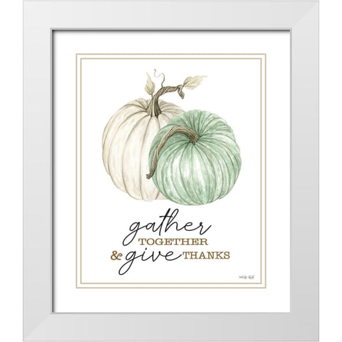 Gather and Give Thanks White Modern Wood Framed Art Print with Double Matting by Jacobs, Cindy