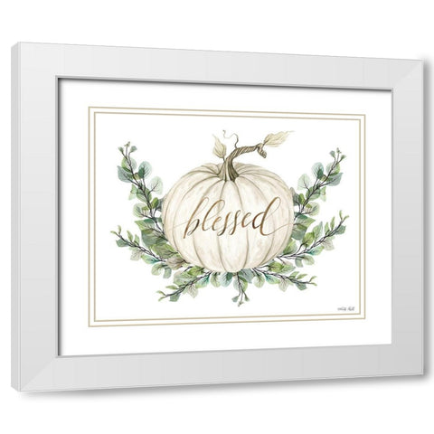 Blessed Pumpkins White Modern Wood Framed Art Print with Double Matting by Jacobs, Cindy