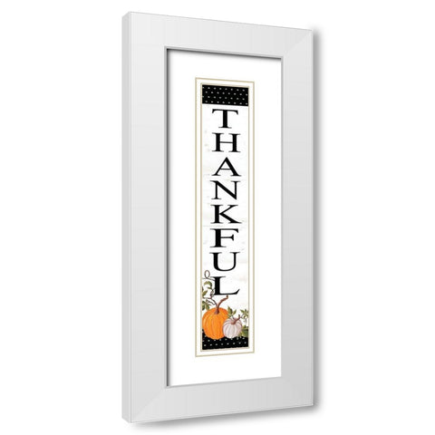 Thankful Sign White Modern Wood Framed Art Print with Double Matting by Jacobs, Cindy