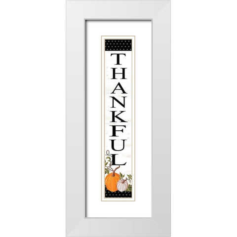 Thankful Sign White Modern Wood Framed Art Print with Double Matting by Jacobs, Cindy