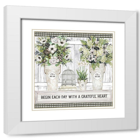 Begin Each day White Modern Wood Framed Art Print with Double Matting by Jacobs, Cindy