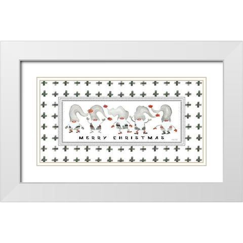 Merry Christmas Gnomes White Modern Wood Framed Art Print with Double Matting by Jacobs, Cindy