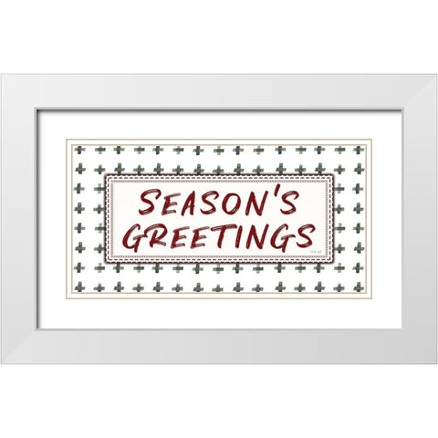 Seasons Greetings  White Modern Wood Framed Art Print with Double Matting by Jacobs, Cindy