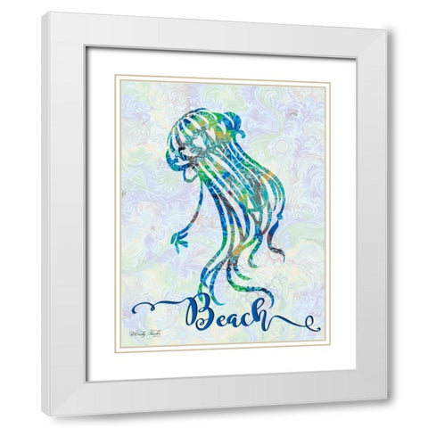 Beach - Jellyfish White Modern Wood Framed Art Print with Double Matting by Jacobs, Cindy