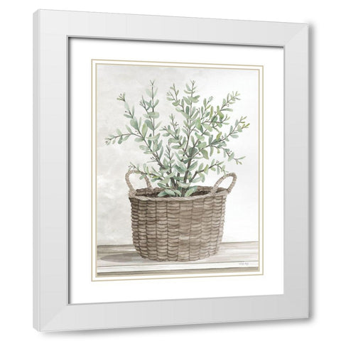 Eucalyptus Basket     White Modern Wood Framed Art Print with Double Matting by Jacobs, Cindy