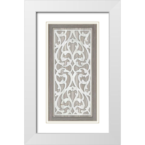 Geo Greige Deco Panel 2 White Modern Wood Framed Art Print with Double Matting by Jacobs, Cindy
