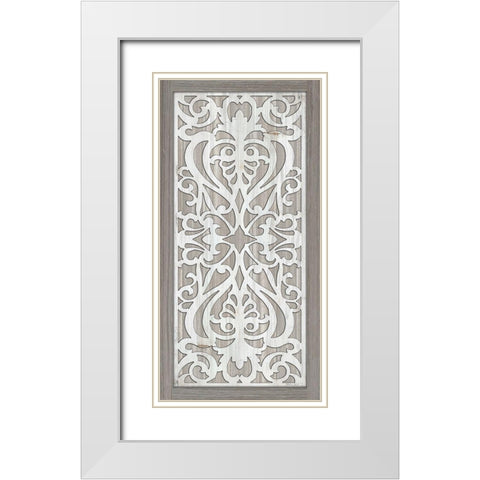 Geo Greige Deco Panel 3 White Modern Wood Framed Art Print with Double Matting by Jacobs, Cindy