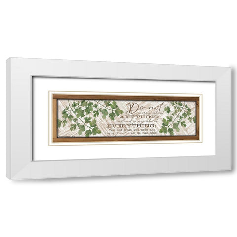 Pray About Everything White Modern Wood Framed Art Print with Double Matting by Jacobs, Cindy