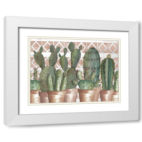 Geo Succulents White Modern Wood Framed Art Print with Double Matting by Jacobs, Cindy