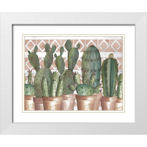 Geo Succulents White Modern Wood Framed Art Print with Double Matting by Jacobs, Cindy