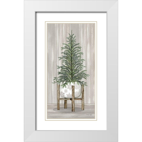 Potted Tree II White Modern Wood Framed Art Print with Double Matting by Jacobs, Cindy
