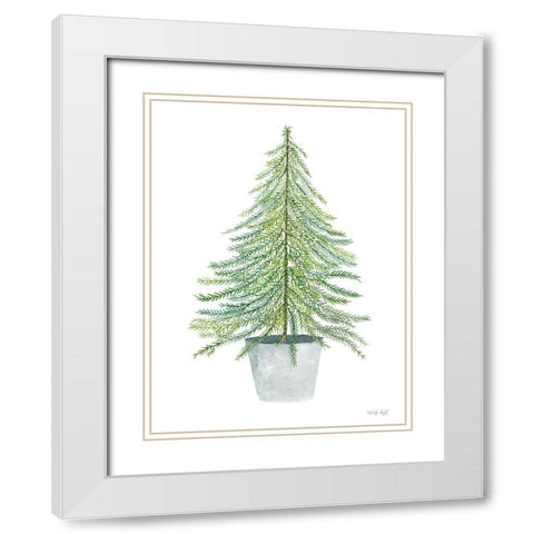 Fir Tree in Pot       White Modern Wood Framed Art Print with Double Matting by Jacobs, Cindy