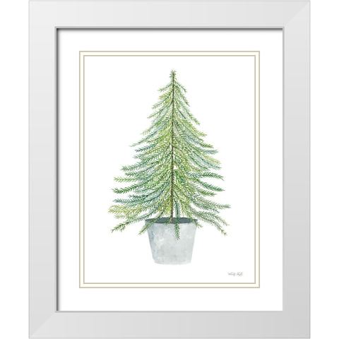 Fir Tree in Pot       White Modern Wood Framed Art Print with Double Matting by Jacobs, Cindy