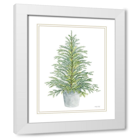 Spruce Tree in Pot White Modern Wood Framed Art Print with Double Matting by Jacobs, Cindy