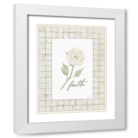 Faith Flower White Modern Wood Framed Art Print with Double Matting by Jacobs, Cindy