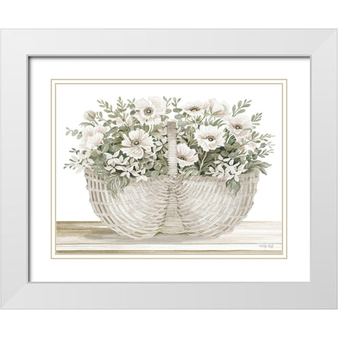 Basket of Poppies White Modern Wood Framed Art Print with Double Matting by Jacobs, Cindy
