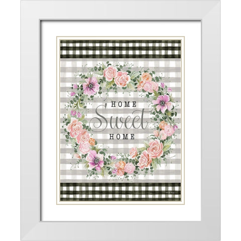 Home Sweet Home Gingham White Modern Wood Framed Art Print with Double Matting by Jacobs, Cindy