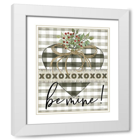 Be Mine Heart White Modern Wood Framed Art Print with Double Matting by Jacobs, Cindy
