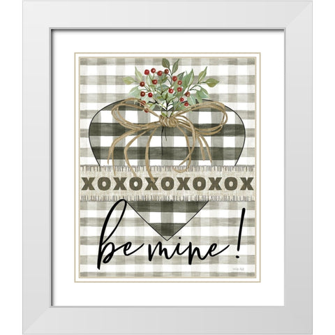Be Mine Heart White Modern Wood Framed Art Print with Double Matting by Jacobs, Cindy