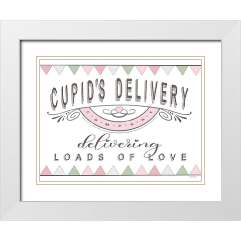 Cupids Delivery - Loads of Love White Modern Wood Framed Art Print with Double Matting by Jacobs, Cindy