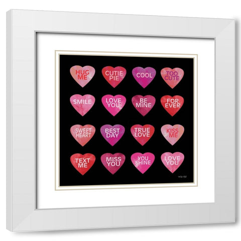 Be Mine Hearts II White Modern Wood Framed Art Print with Double Matting by Jacobs, Cindy