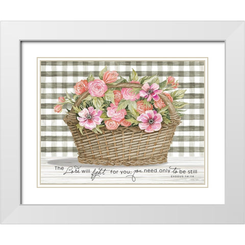 The Lord Will Fight For You White Modern Wood Framed Art Print with Double Matting by Jacobs, Cindy