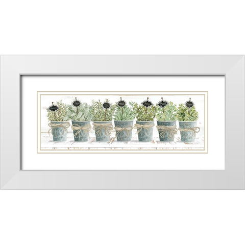 Herbs in a Row White Modern Wood Framed Art Print with Double Matting by Jacobs, Cindy
