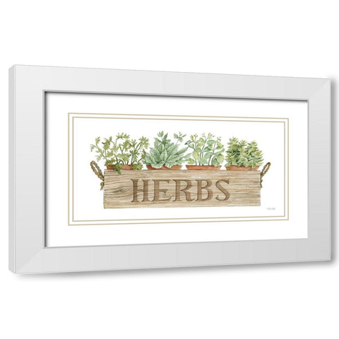Crate of Herbs White Modern Wood Framed Art Print with Double Matting by Jacobs, Cindy