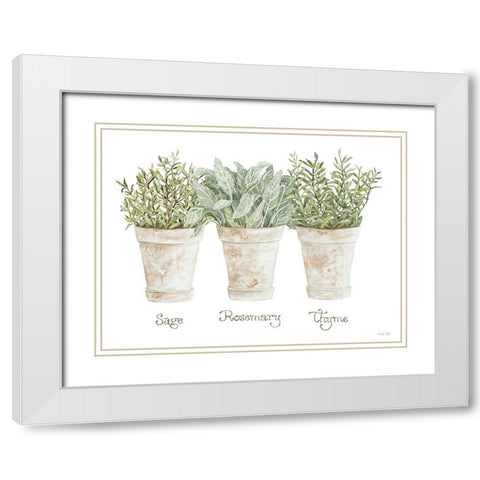 Herb Trio White Modern Wood Framed Art Print with Double Matting by Jacobs, Cindy