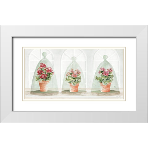 Garden Cloche Trio II White Modern Wood Framed Art Print with Double Matting by Jacobs, Cindy