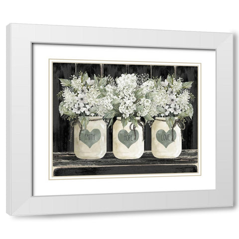 Faith-Hope-Love Crocks White Modern Wood Framed Art Print with Double Matting by Jacobs, Cindy